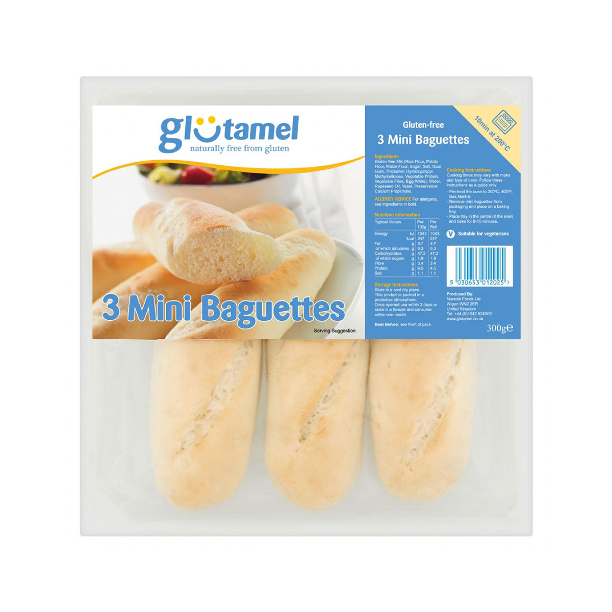 Glutamel Gluten Free Mini Baguettes 3pk