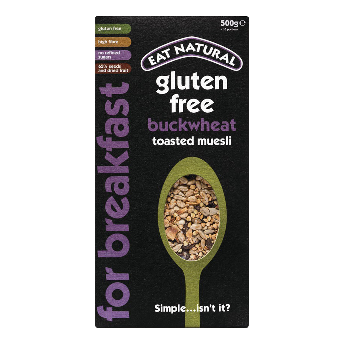 EAT NATURAL Gluten Free Toasted Muesli - Buckwheat 500g
