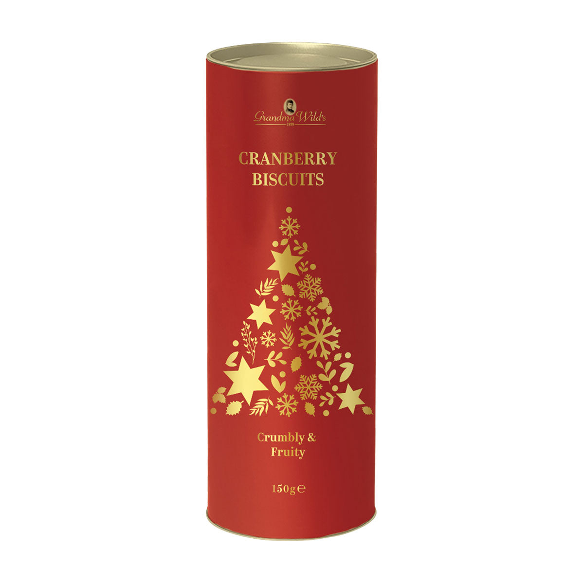 Grandma Wild's Cranberry Biscuits In Xmas Tree Tube 150g