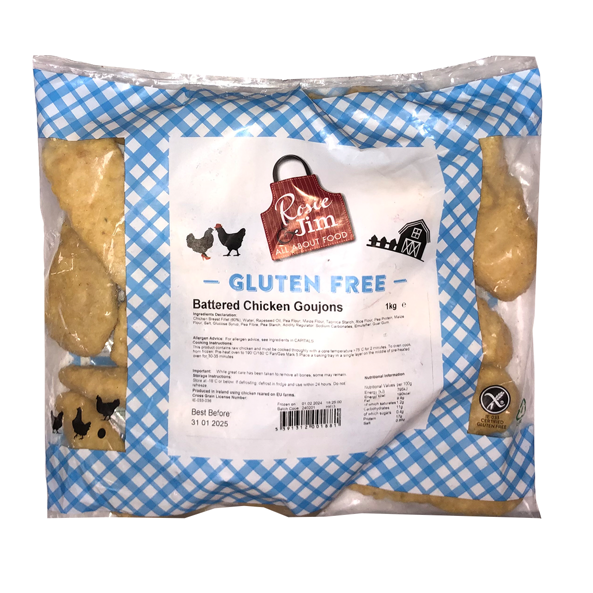 Rosie & Jim Battered Chicken Goujons 1kg