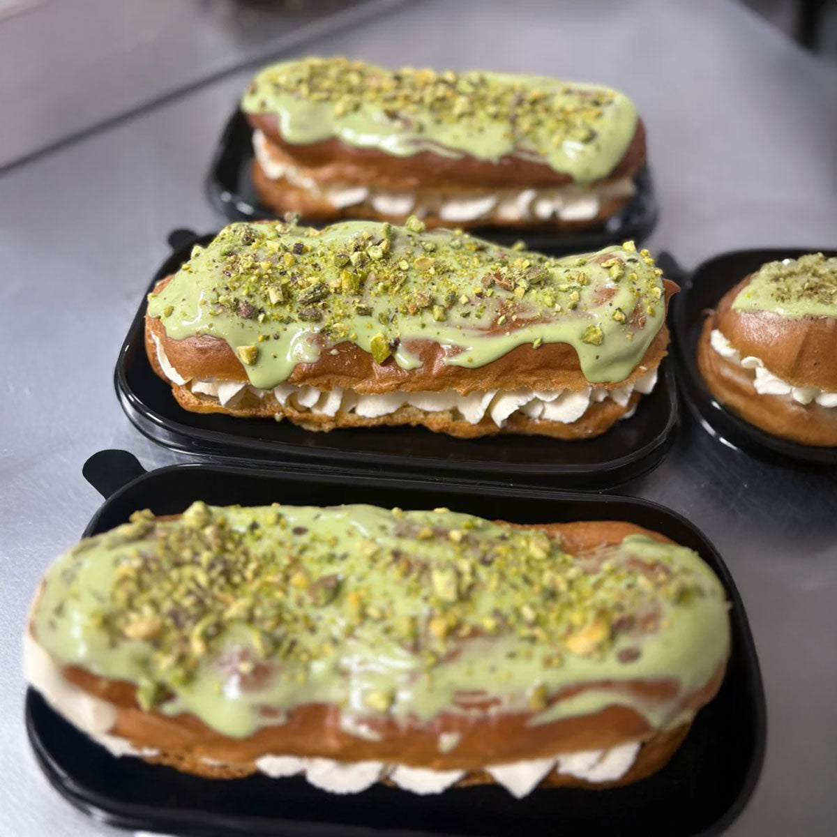 Fresh Cream Pistachio Éclair