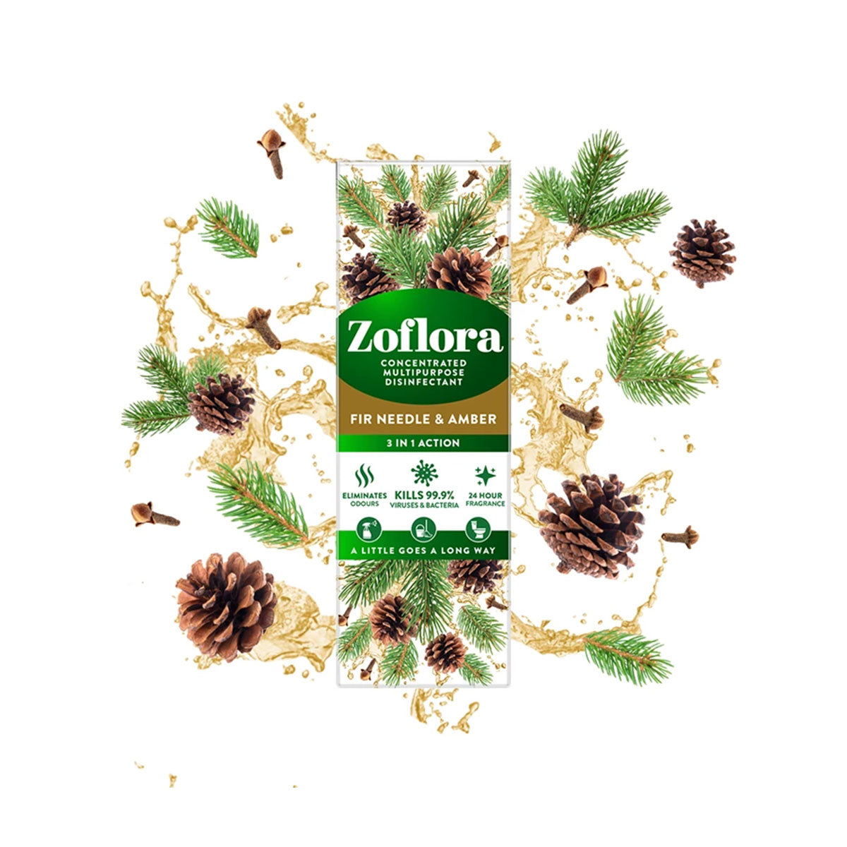 Zoflora Fir Needle & Amber 250ml, Concentrated 3-in-1 Multipurpose